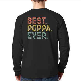Best Poppa Ever Retro Vintage Father's Day Back Print Long Sleeve T-shirt | Mazezy
