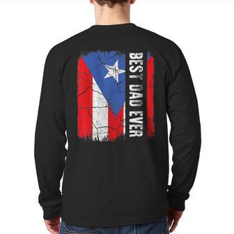 Best Puerto Dad Ever Puerto Rican Flag Vintage Retro Back Print Long Sleeve T-shirt | Mazezy AU