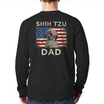 Best Shih Tzu Dad Ever American Flag 4Th Of July Father Day Back Print Long Sleeve T-shirt | Mazezy