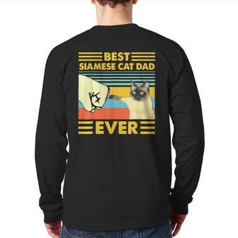 Best Siamese Cat Dad Ever Retro Vintage Sunset Back Print Long Sleeve T-shirt | Mazezy