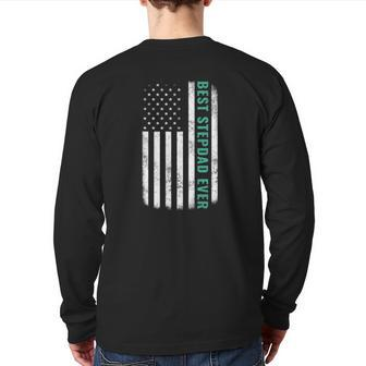 Best Stepdad Ever Vintage American Flag Tee Father's Day Back Print Long Sleeve T-shirt | Mazezy