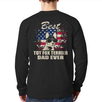 Best Toy Fox Terrier Dad Ever American Flag Vintage Back Print Long Sleeve T-shirt | Mazezy