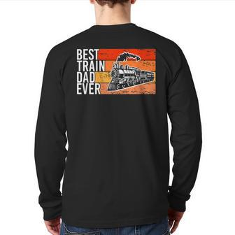 Best Train Dad Ever Locomotive Train Back Print Long Sleeve T-shirt | Mazezy