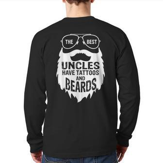 Best Uncles Beards Tattoos Husband Mens Back Print Long Sleeve T-shirt - Monsterry