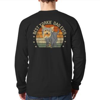 Best Yorkie Dad Ever Retro Yorkshire Terrier Dog Daddy Back Print Long Sleeve T-shirt | Mazezy