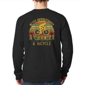 Bicycle Grandpa Never Underestimate A Grandpa On A Bicycle Back Print Long Sleeve T-shirt | Mazezy
