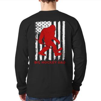 Bigfoot Big Hockey Dad American Flag Back Print Long Sleeve T-shirt | Mazezy AU