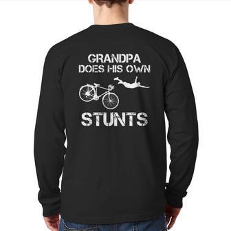Bike Grandpa Do His Own Stunts Back Print Long Sleeve T-shirt | Mazezy