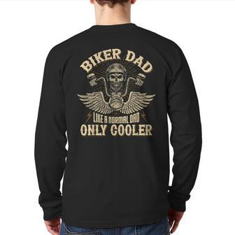 Biker Dad Motorcycle Father's Day For Father Biker Back Print Long Sleeve T-shirt | Mazezy