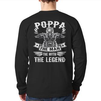 Biker Grandpa Poppa The Man Myth The Legend Motorcycle Back Print Long Sleeve T-shirt | Mazezy