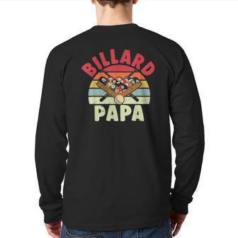 Billard Papa 8 Ball Player Dad Back Print Long Sleeve T-shirt | Mazezy