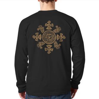 Birds And Symbols Of Maya Inca Aztec Culture Back Print Long Sleeve T-shirt - Monsterry UK