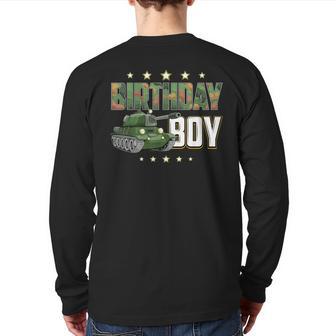 Birthday Boy Army Soldier Birthday Military Themed Camo Back Print Long Sleeve T-shirt - Monsterry DE