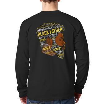 Black Father Father's Day Natural Hair Word Cloud Back Print Long Sleeve T-shirt | Mazezy AU