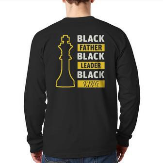 Black Father Black King Fathers Day Back Print Long Sleeve T-shirt | Mazezy