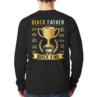 Black Father King Trophy Cup Afro Black Dad Fathers Day Back Print Long Sleeve T-shirt | Mazezy CA