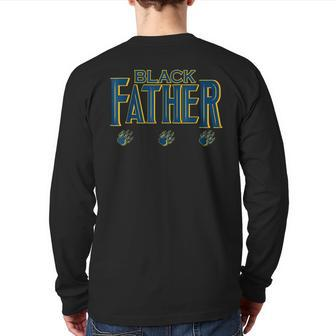 Black Father Panther Father's Day African American Dad Back Print Long Sleeve T-shirt | Mazezy