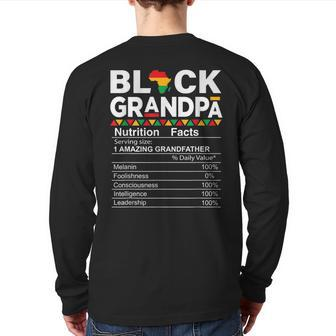 Black Grandpa Nutrition Facts African American Father's Day Back Print Long Sleeve T-shirt | Mazezy