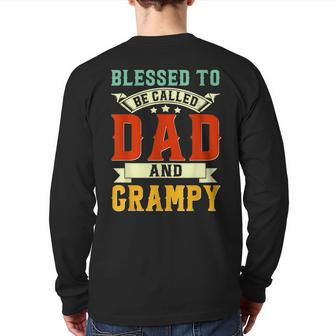 Blessed To Be Called Dad And Grampy Father's Day Back Print Long Sleeve T-shirt | Mazezy