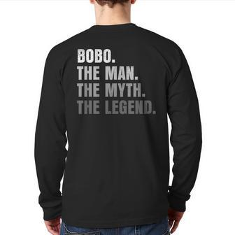 Bobo The Man The Myth The Legend Grandpa Father Day Back Print Long Sleeve T-shirt | Mazezy