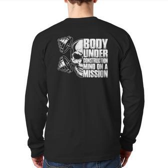Body Under Construction Mind On A Mission Fitness Lovers Back Print Long Sleeve T-shirt | Mazezy