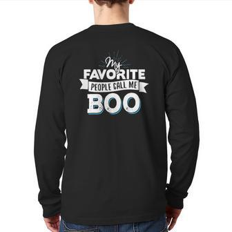 Boo My Favorite People Call Me Boo Back Print Long Sleeve T-shirt | Mazezy