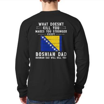 Bosnia & Herzegovina Dad For Men Father's Day Back Print Long Sleeve T-shirt | Mazezy CA