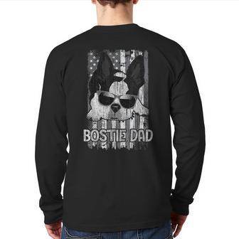 Bostie Dad Us Flag Boston Terrier Dog Father Puppy Lover Back Print Long Sleeve T-shirt | Mazezy UK