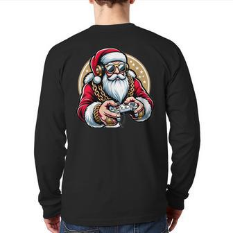 Boys Christmas Video Game Santa Gamer Xmas Back Print Long Sleeve T-shirt - Monsterry AU