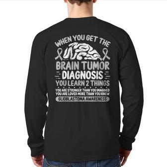 Brain Tumor Awareness Grey Ribbon Glioblastoma Diagnosis Back Print Long Sleeve T-shirt - Monsterry DE