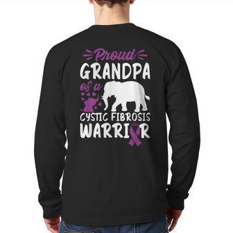 Brave I Grandpa I Cystic Fibrosis I Ribbon & Elephant Back Print Long Sleeve T-shirt | Mazezy