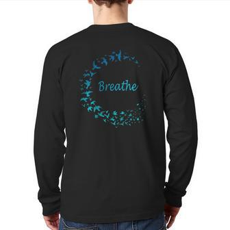 Breathe Gym Yoga Just Breathe Inhale Exhale Back Print Long Sleeve T-shirt | Mazezy