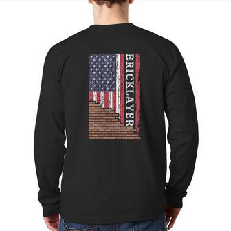 Bricklayer Dad Us Flag Construction Back Print Long Sleeve T-shirt | Mazezy