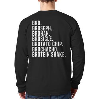Bro Broseph Broham Gym Workout Weightlifting Fitness Back Print Long Sleeve T-shirt | Mazezy