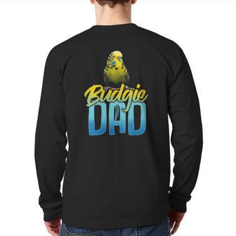 Budgie Mens Male Dad Daddy Father Back Print Long Sleeve T-shirt | Mazezy