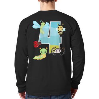 Bugs And Insects Nature Lover 4 Year Old 4Th Birthday Party Back Print Long Sleeve T-shirt - Monsterry AU