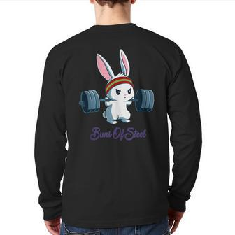 Buns Of Sl Fitness Rabbit Bunny Lover Gym Workout Back Print Long Sleeve T-shirt | Mazezy
