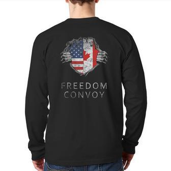 Canada Freedom Convoy 2022 Canadian Truckers Support Back Print Long Sleeve T-shirt | Mazezy