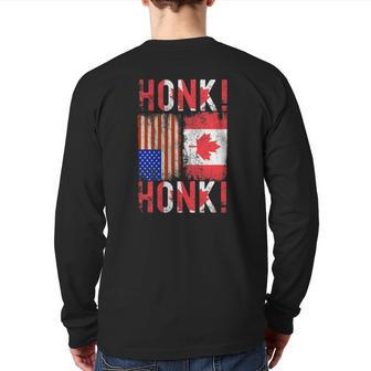 Canadian Trucker Canada Freedom Convoy Honk Honk Back Print Long Sleeve T-shirt | Mazezy