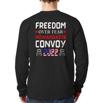Canadian Truckers Freedom Over Fear No Mandates Convoy 2022 Premium Back Print Long Sleeve T-shirt | Mazezy