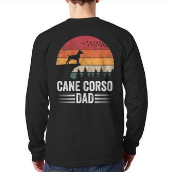 Cane Corso Dad Italian Mastiff Dog Sunset Retro Apparel Back Print Long Sleeve T-shirt | Mazezy