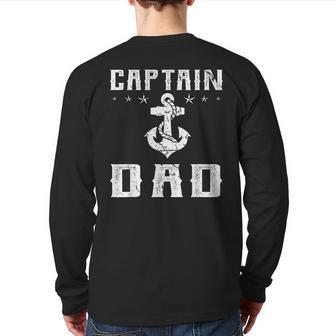 Captain Dad Anchor Sailor For Dad Back Print Long Sleeve T-shirt | Mazezy