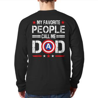Captain Dad My Favorite People Call Me Dad Father's Day Back Print Long Sleeve T-shirt | Mazezy