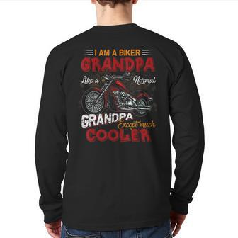 Car Bike Motorcycle Lover I Am A Cool Biker Grandpa Back Print Long Sleeve T-shirt | Mazezy CA