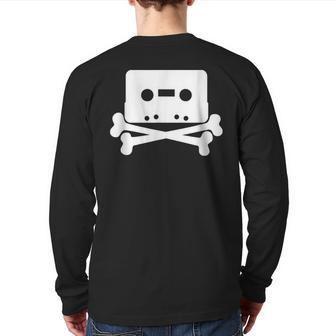 Cassette Pirate Jolly Roger Back Print Long Sleeve T-shirt - Monsterry CA