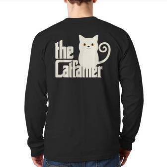 Cat Dad The Catfather Cats Kitten Back Print Long Sleeve T-shirt | Mazezy