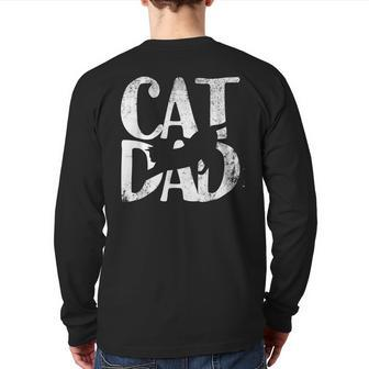 Cat Dad Christmas Best Cat Dad Ever Father's Day Back Print Long Sleeve T-shirt | Mazezy