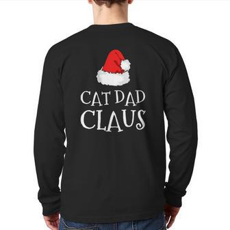 Cat Dad Claus Christmas Hat Family Group Matching Pajama Back Print Long Sleeve T-shirt | Mazezy