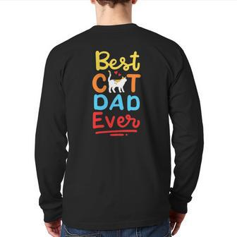 Cat Dad Daddy Father's Day Back Print Long Sleeve T-shirt | Mazezy