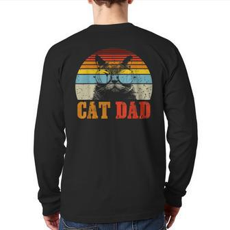 Cat Dad Daddy Retro Cat Dad Men Father's Day Back Print Long Sleeve T-shirt | Mazezy